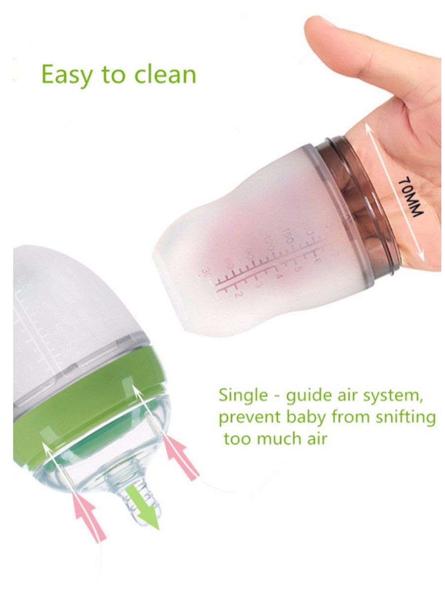 BPA Free Wide Neck Soft Baby Bottles 100 Food Grade Silicone Baby Feeding Bottle