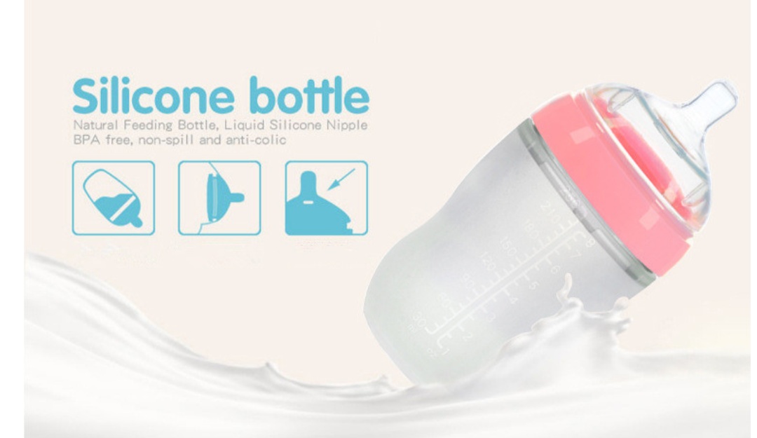 BPA Free Wide Neck Soft Baby Bottles 100 Food Grade Silicone Baby Feeding Bottle