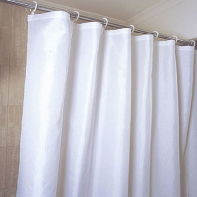 Plain White Polyester Shower Curtain