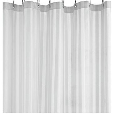 Polyester White Satin Stripe Shower Curtain
