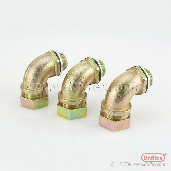 Driflex liquid tight metal flex conduit 90d elbow malleable iron wire connector