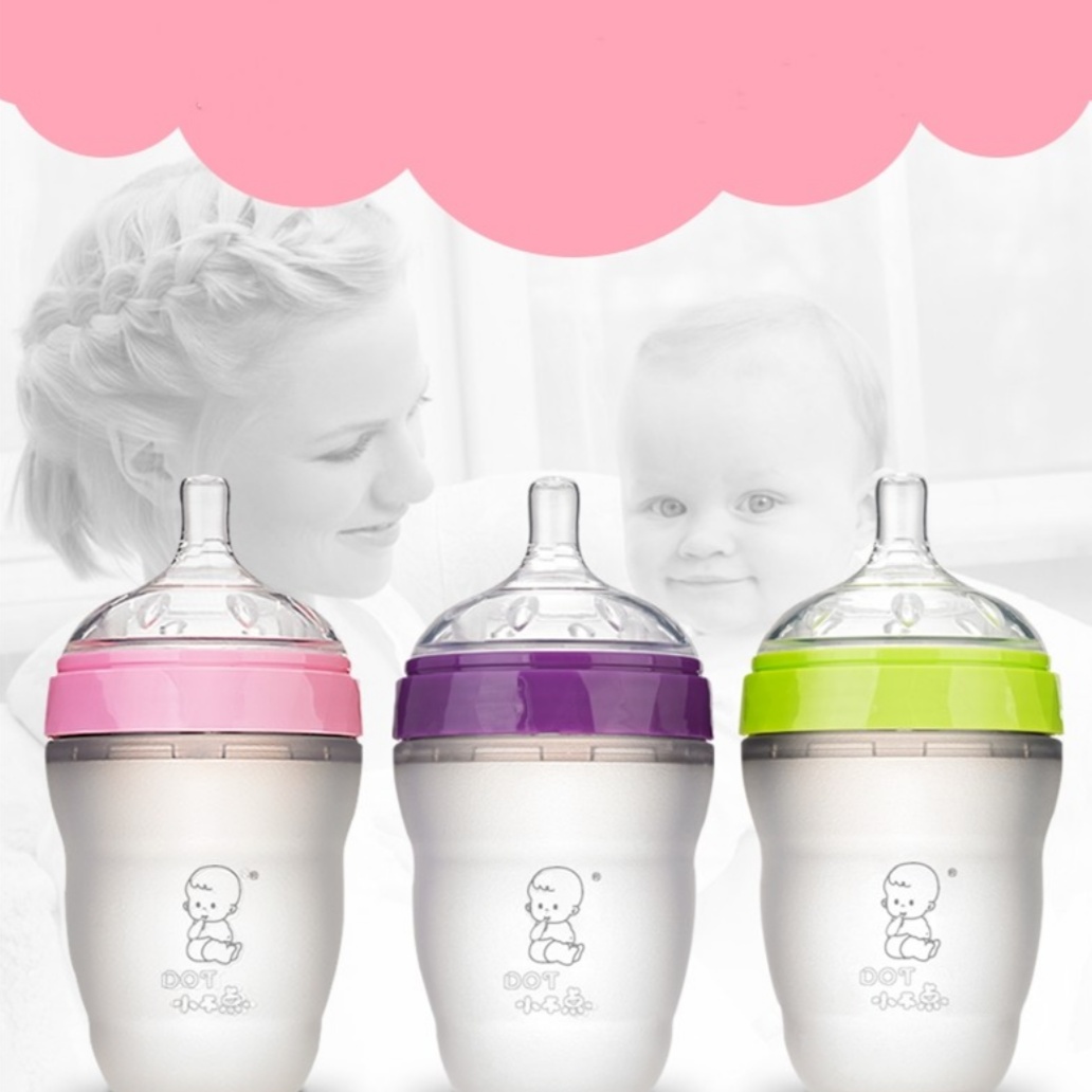 Food Grade Nontoxic Drop Resistance Soft Silicone Baby Bottle Bpa Free Infant Baby Feeding Milk Bottles