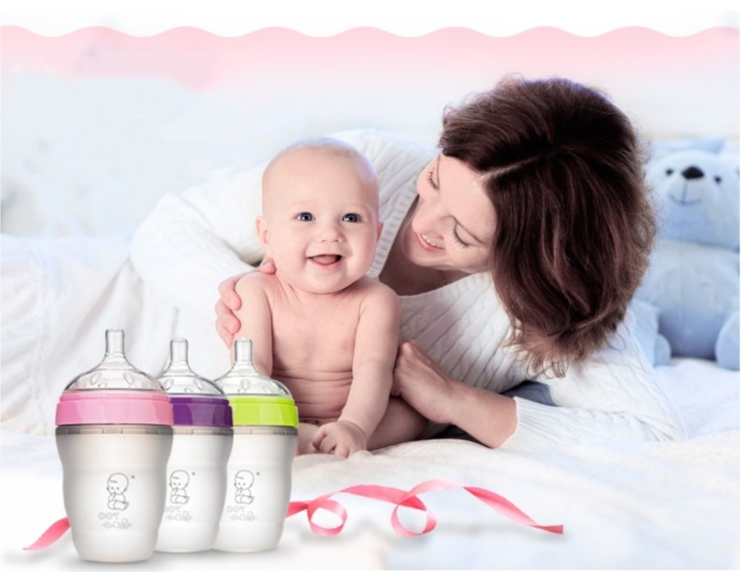 Food Grade Nontoxic Drop Resistance Soft Silicone Baby Bottle Bpa Free Infant Baby Feeding Milk Bottles