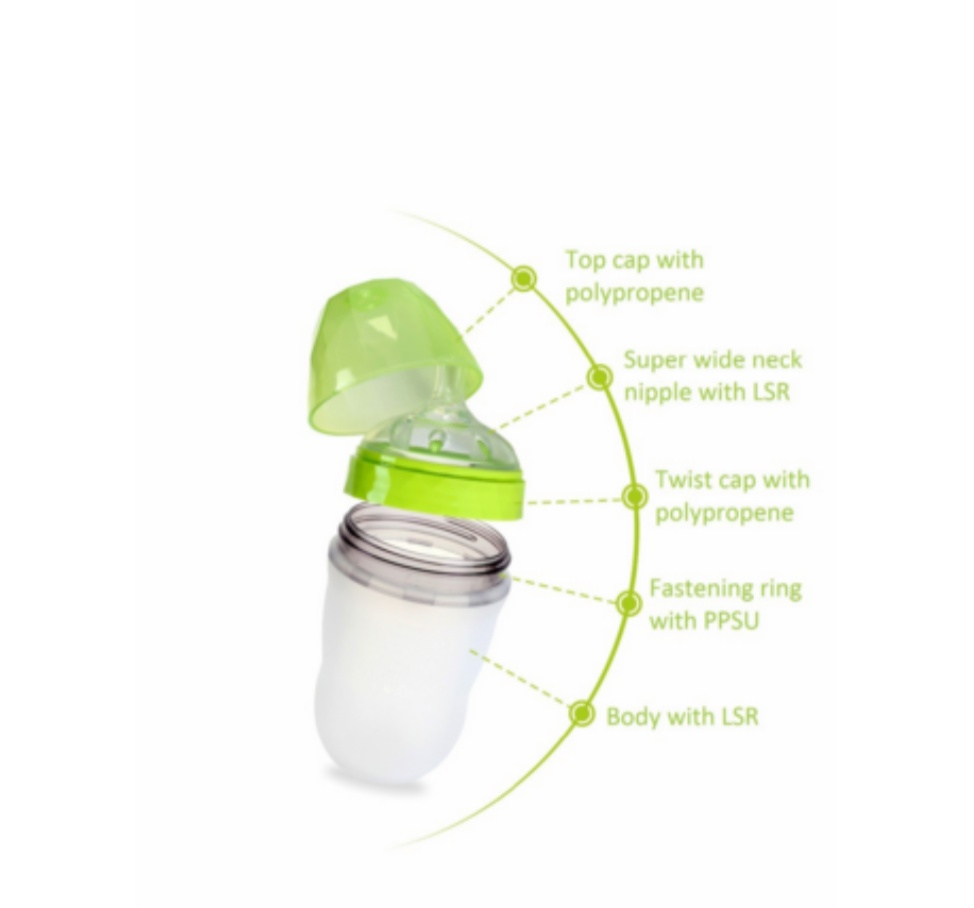 Food Grade Nontoxic Drop Resistance Soft Silicone Baby Bottle Bpa Free Infant Baby Feeding Milk Bottles