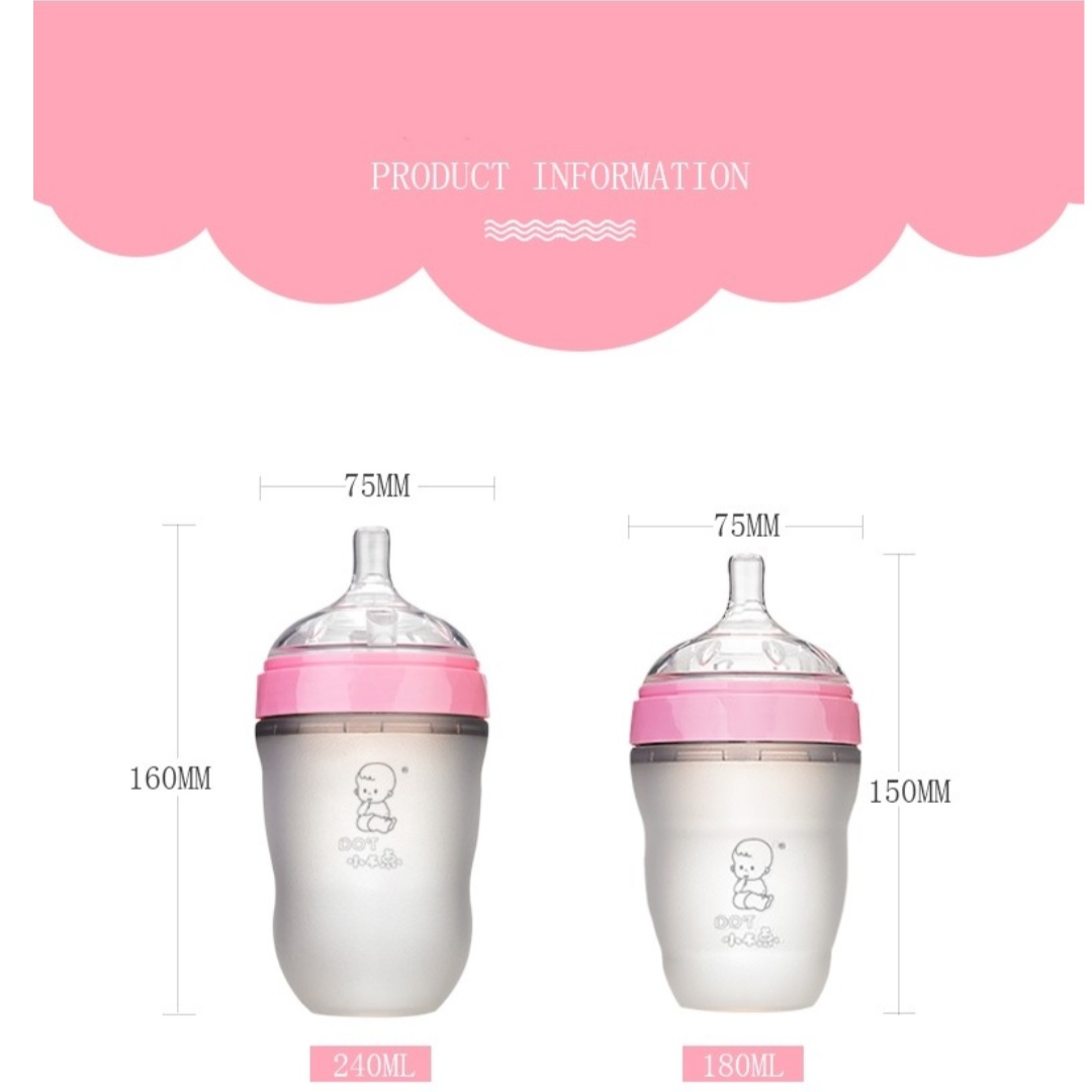 Food Grade Nontoxic Drop Resistance Soft Silicone Baby Bottle Bpa Free Infant Baby Feeding Milk Bottles