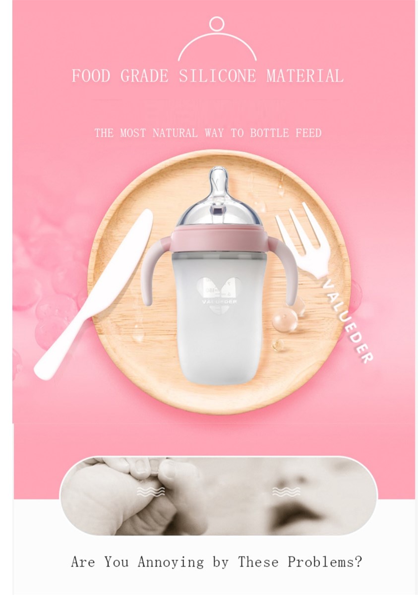 Silicone Nonslip Protective Sleeve Feeding Borosilicate Glass baby bottles milk bottles safe baby