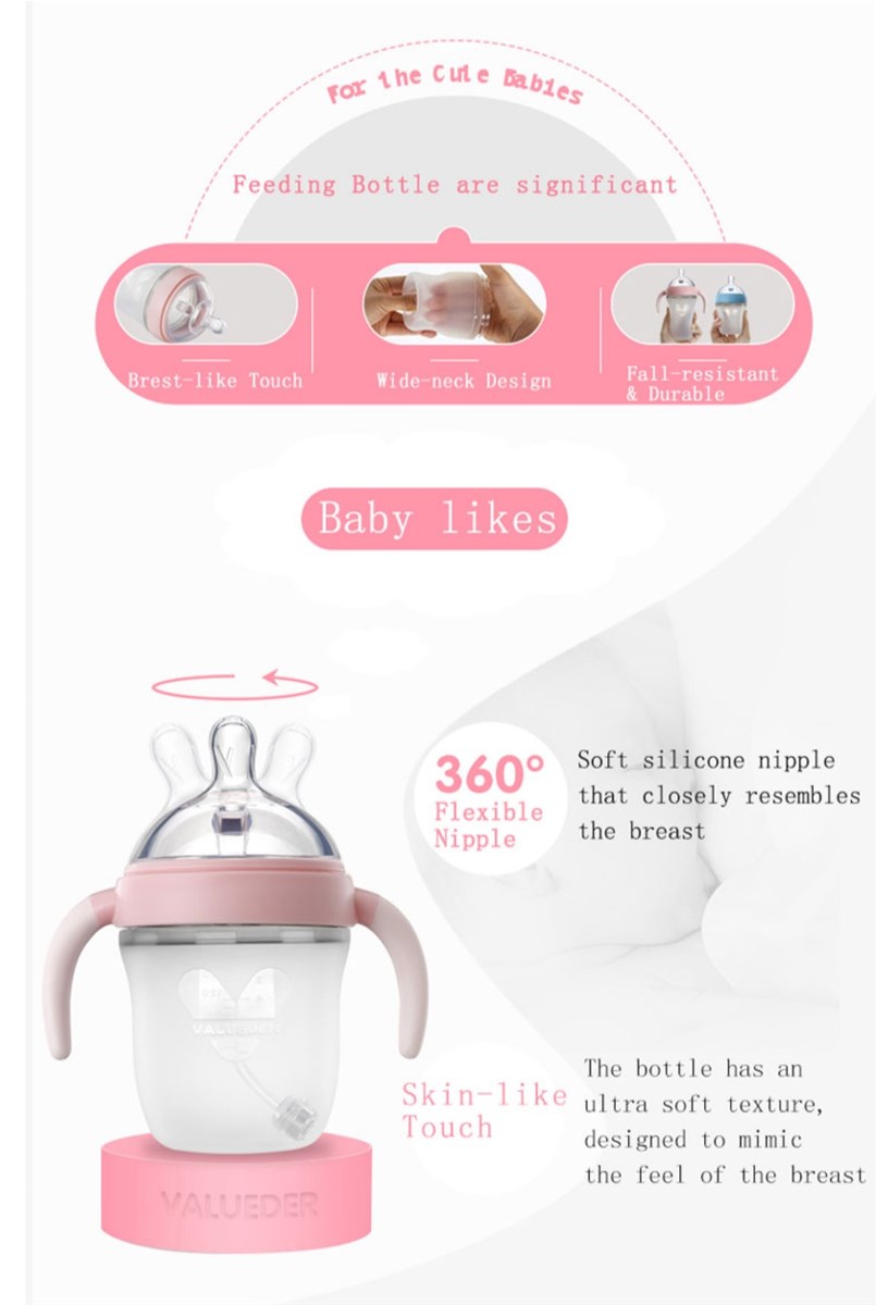 Silicone Nonslip Protective Sleeve Feeding Borosilicate Glass baby bottles milk bottles safe baby