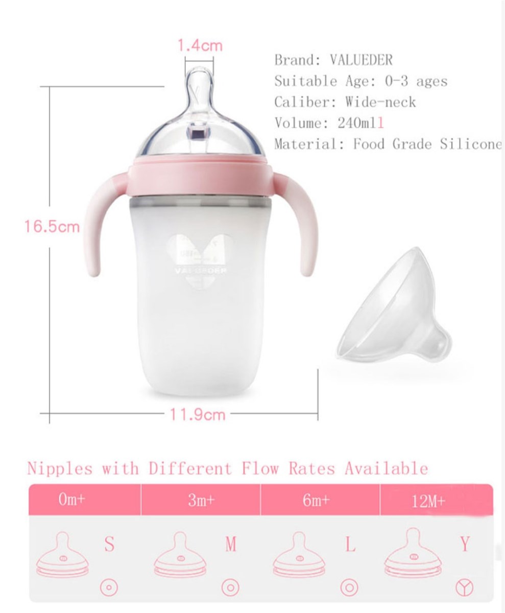 Silicone Nonslip Protective Sleeve Feeding Borosilicate Glass baby bottles milk bottles safe baby