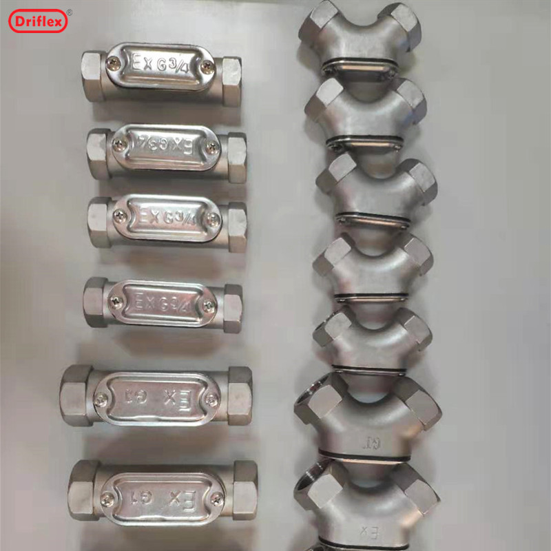 Tianjin Driflex steelzinc die casting explosion proof junction box metal flexible conduit body