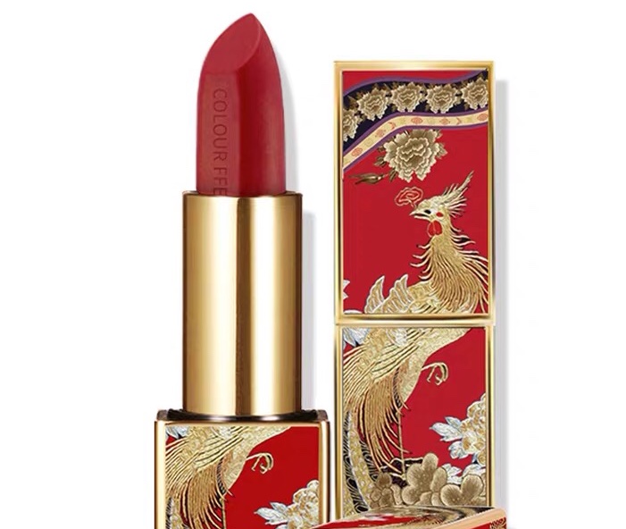 Jinfu lipstick genuine female Chinese wind student Cheli Niuxue aunt color on the new set of makeup Palace Museum
