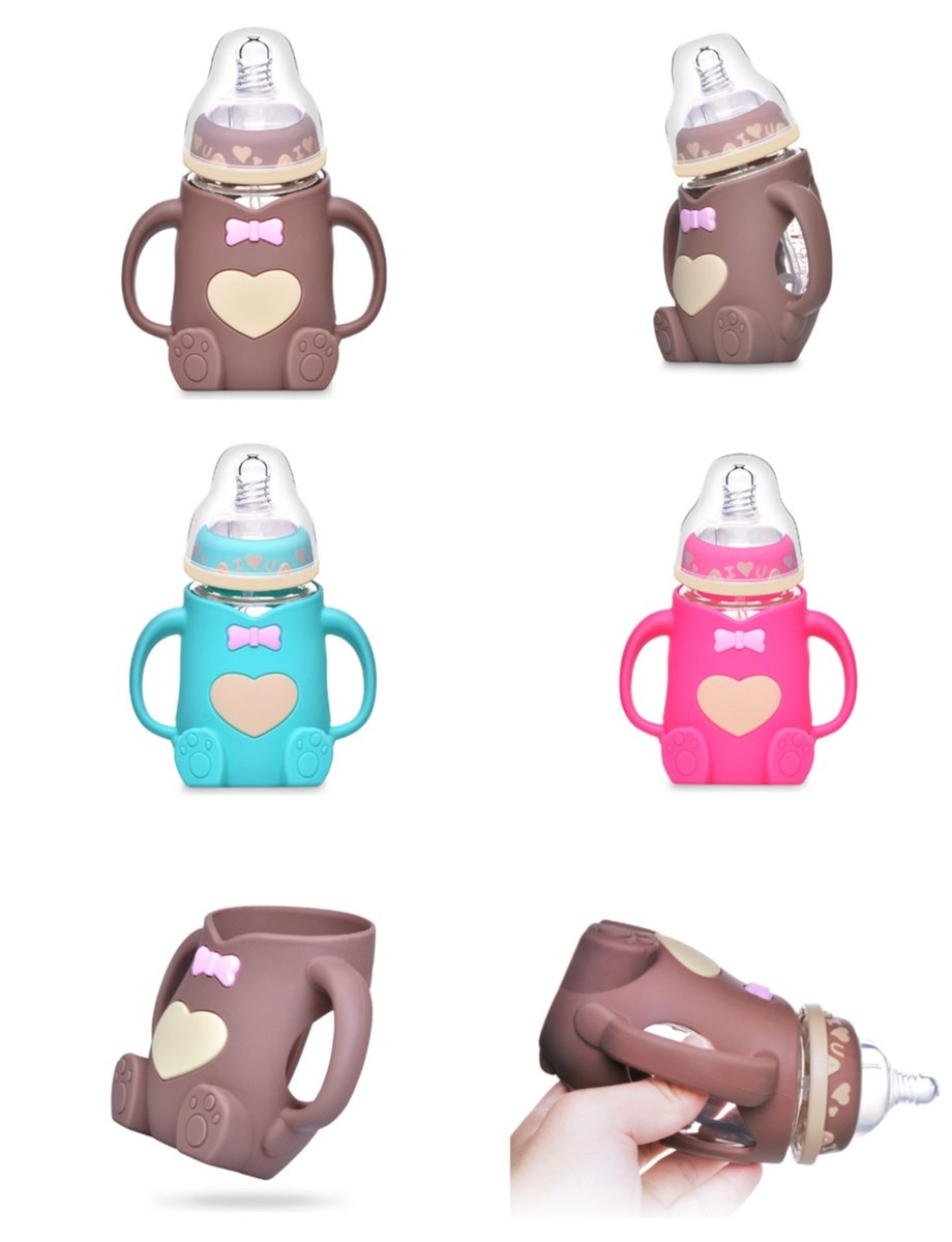 Wholesale wide neck china silicone baby feeding bottle with handle baby deeding product