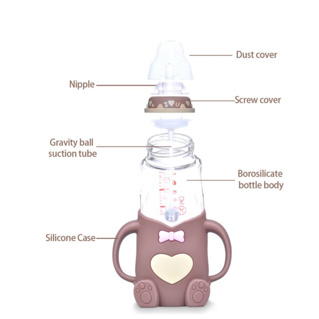 Wholesale wide neck china silicone baby feeding bottle with handle baby deeding product