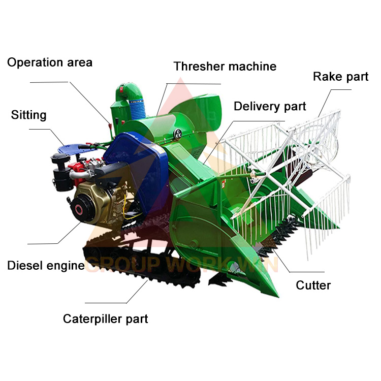 factory supply mini rice combine harvester