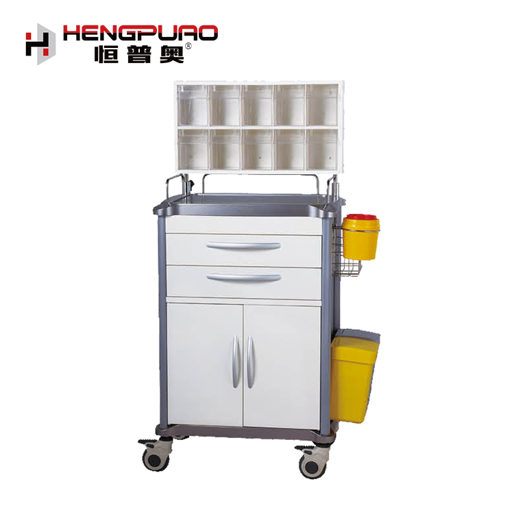 medical furniture central control lock ABS material hospital trolley for sale