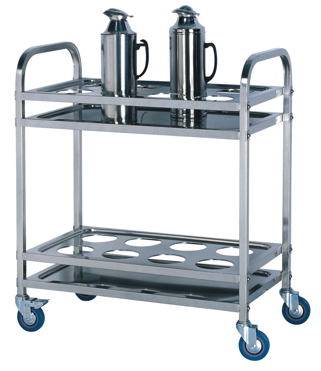 Stainless Steel Kettle Cart with Wheels Two Layers