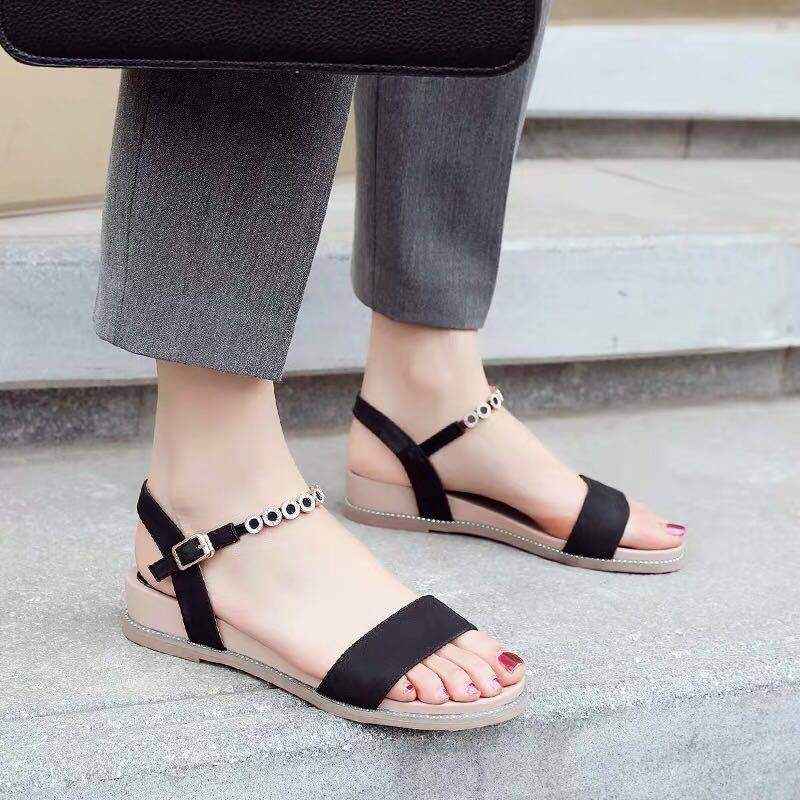 Sandals 2019 New Fashion gentle Roman Summer Fairy flat sole Womens shoes with 100 heels