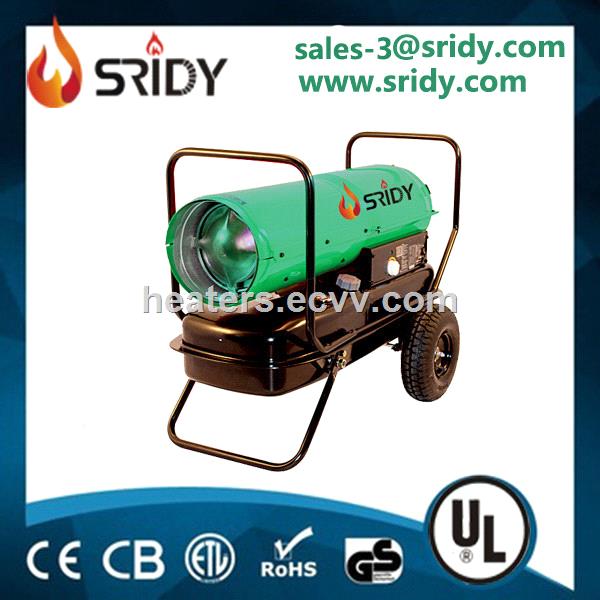Diesel forced air heater with automatic ignition can adjust temperature safety switch preventing overheatering
