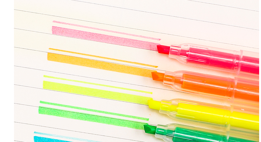 Fluorescence bold highlight set with colored silver light to press mark with doubleheaded candy colored pen for student