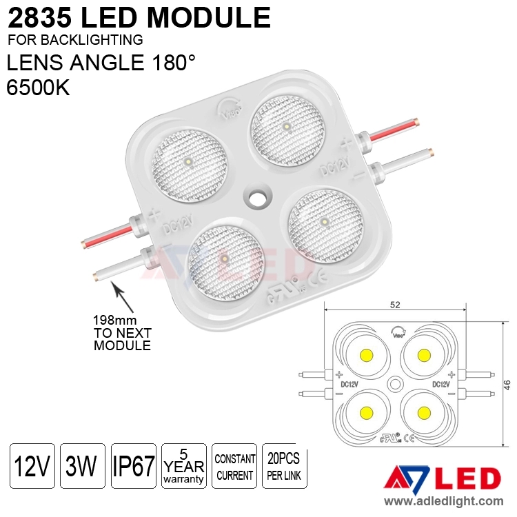 Adled Ligth injection waterproof backlight dc12v smd2835 led module for outdoor light box signs