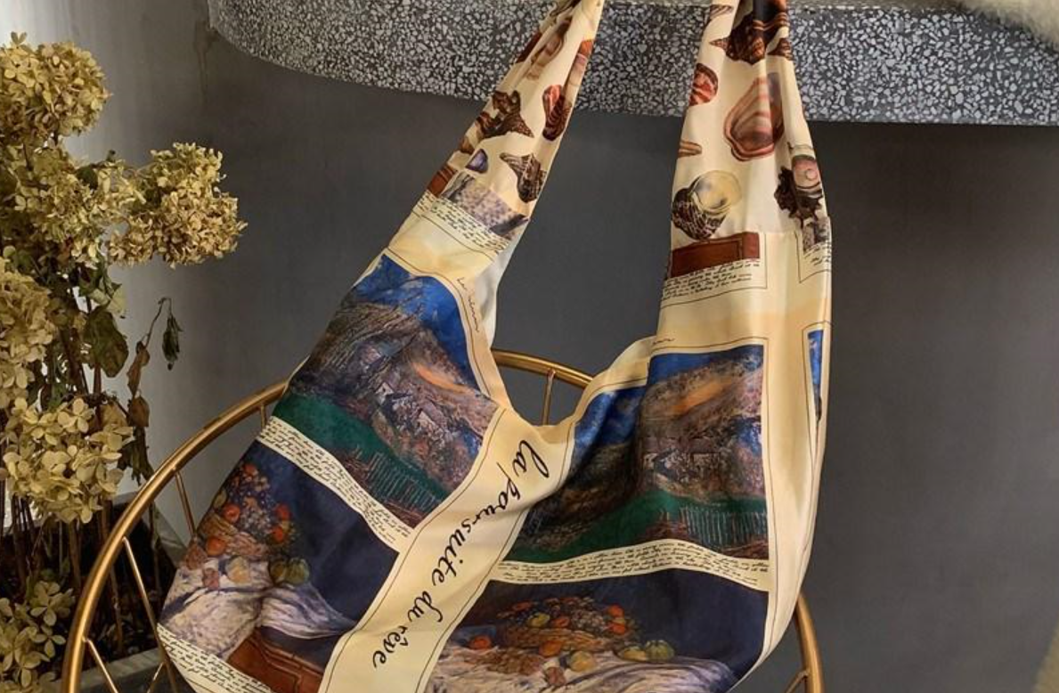 Dream color pearl shell and plant custom printed exquisite satin ins style shoulder messenger bag female bag