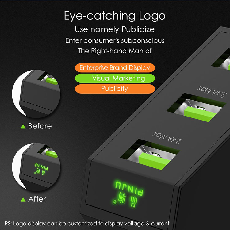 Multiport USB Charger 54A Power Adapter Mobile Phone Accessory Travel Charger with Foldable Plug