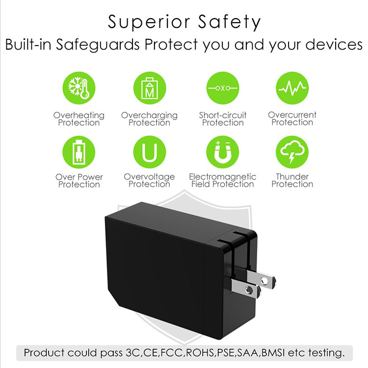 Multiport USB Charger 54A Power Adapter Mobile Phone Accessory Travel Charger with Foldable Plug