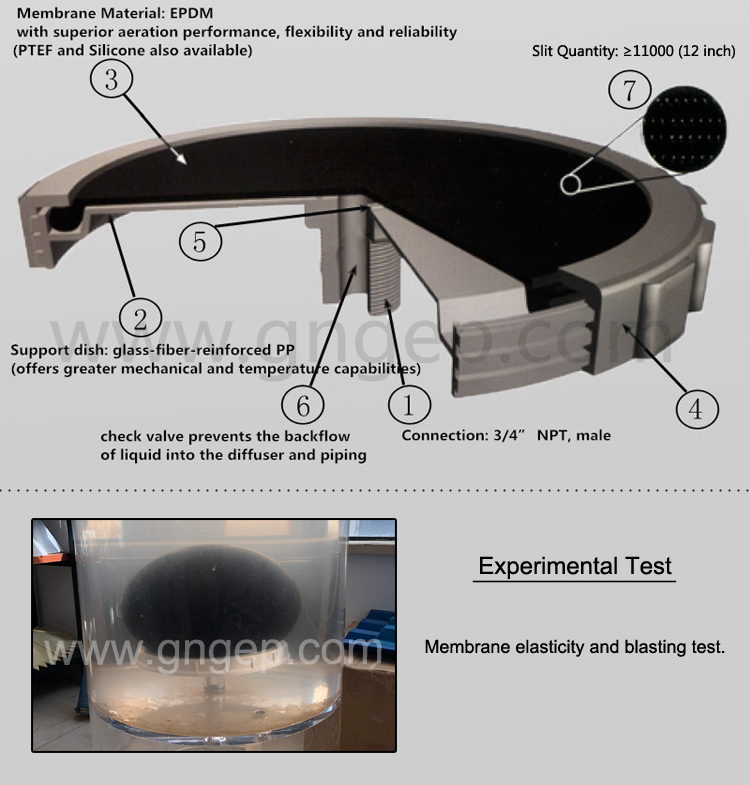 Disc tube fine bubble diffuser for water treatment