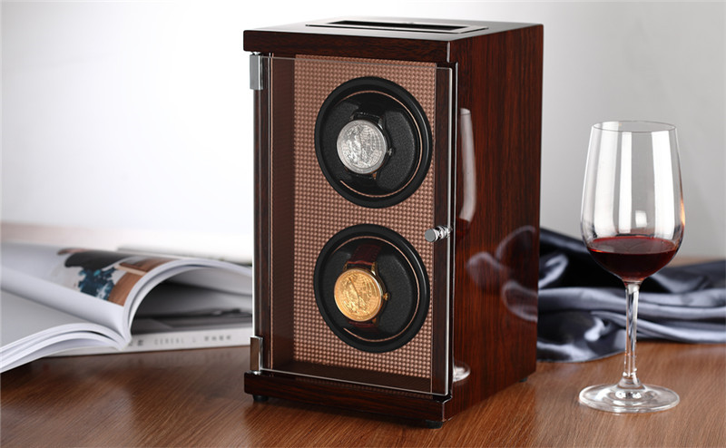 CHIYODA Double Watch Winder Dual Mabuchi Motor and LCD Touch Screen High Gross Brown