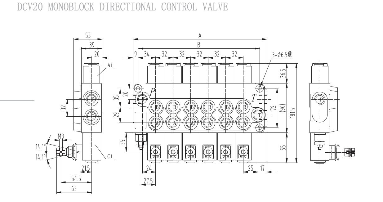 hydraulic monoblock directional control valve