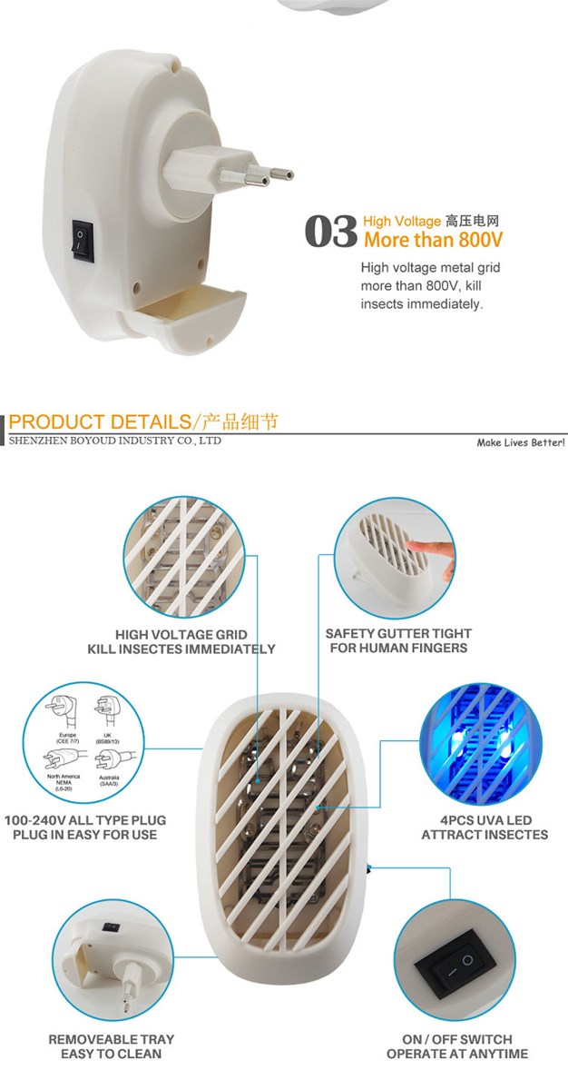 Indoor Low Consumption UV LED Mosquito Killer with Switch