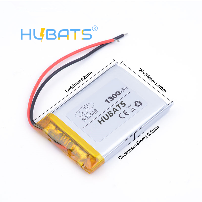 Hubats 37V 1300mAH 803448 polymer lithium ion Liion battery for model aircraft GPS MP3 MP4 cell phone speak