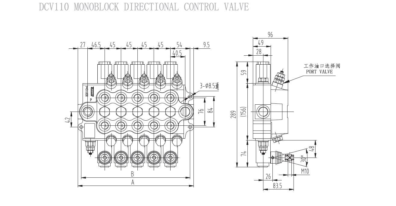 Hydraulic Monoblock Directional Control Valve DCV110