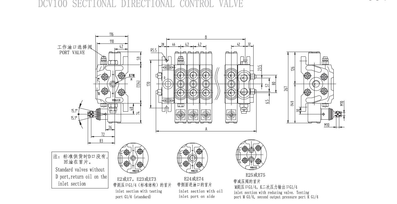 Hydraulic Sectional Control Valve DCV100