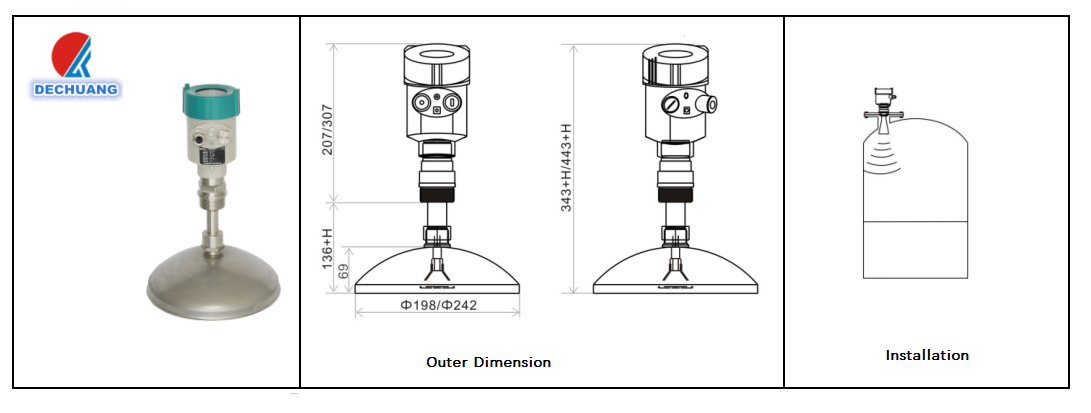 Ground penetrating radar solid level instrument paraboloidal antenna radar level transmitter