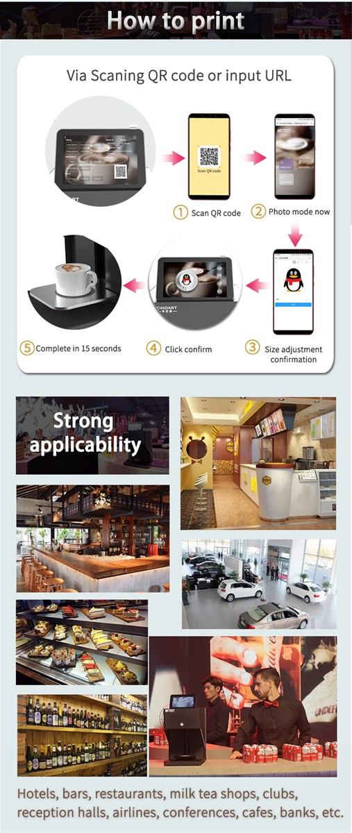 3D coffee printer latte art coffee printer with high