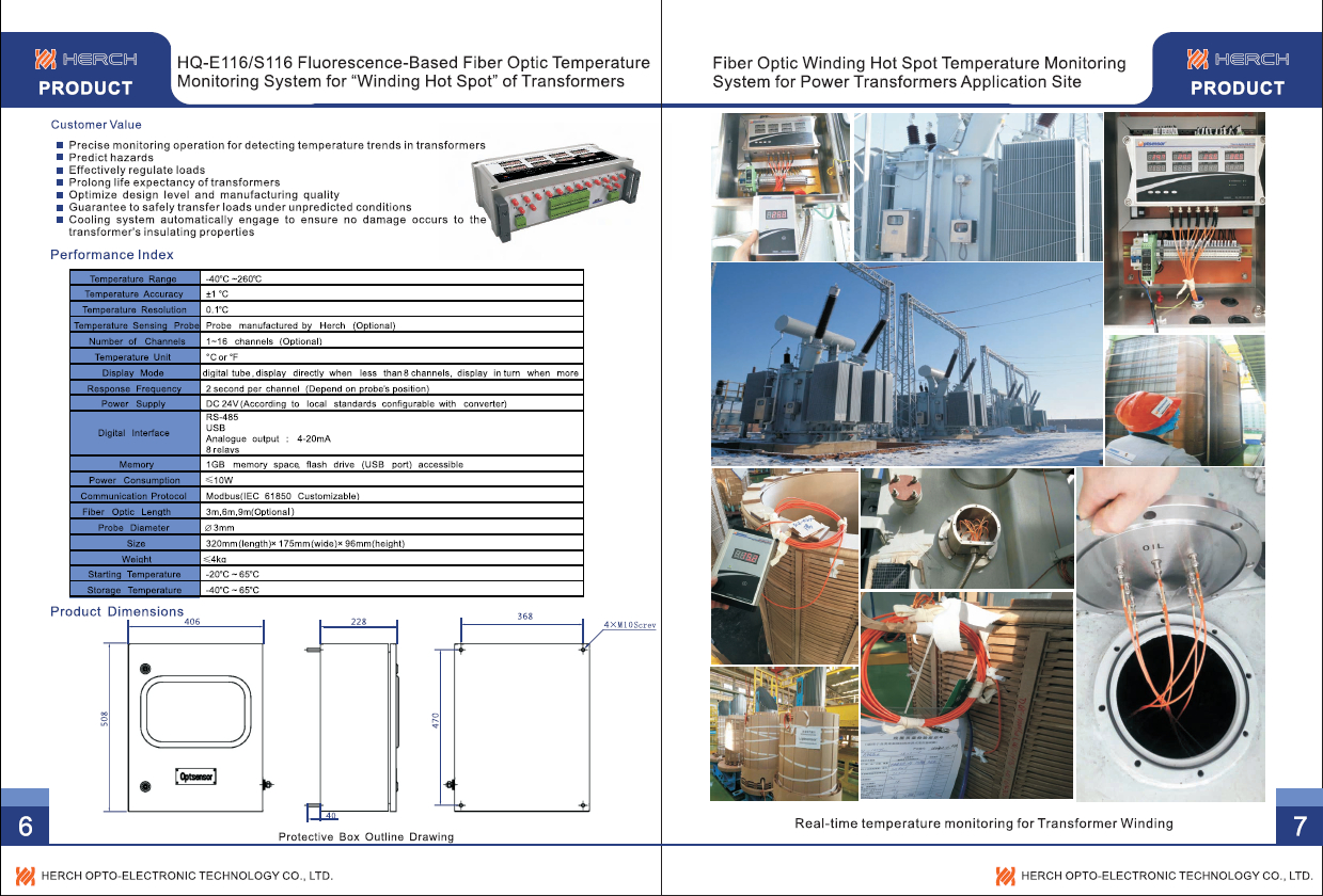 fiber optic temperature monitoring system for transformer winding