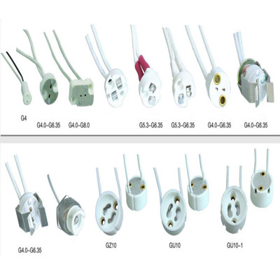 Ceramic halogen lamp socket GU53 MR16 lamp holder with metal bracket clips