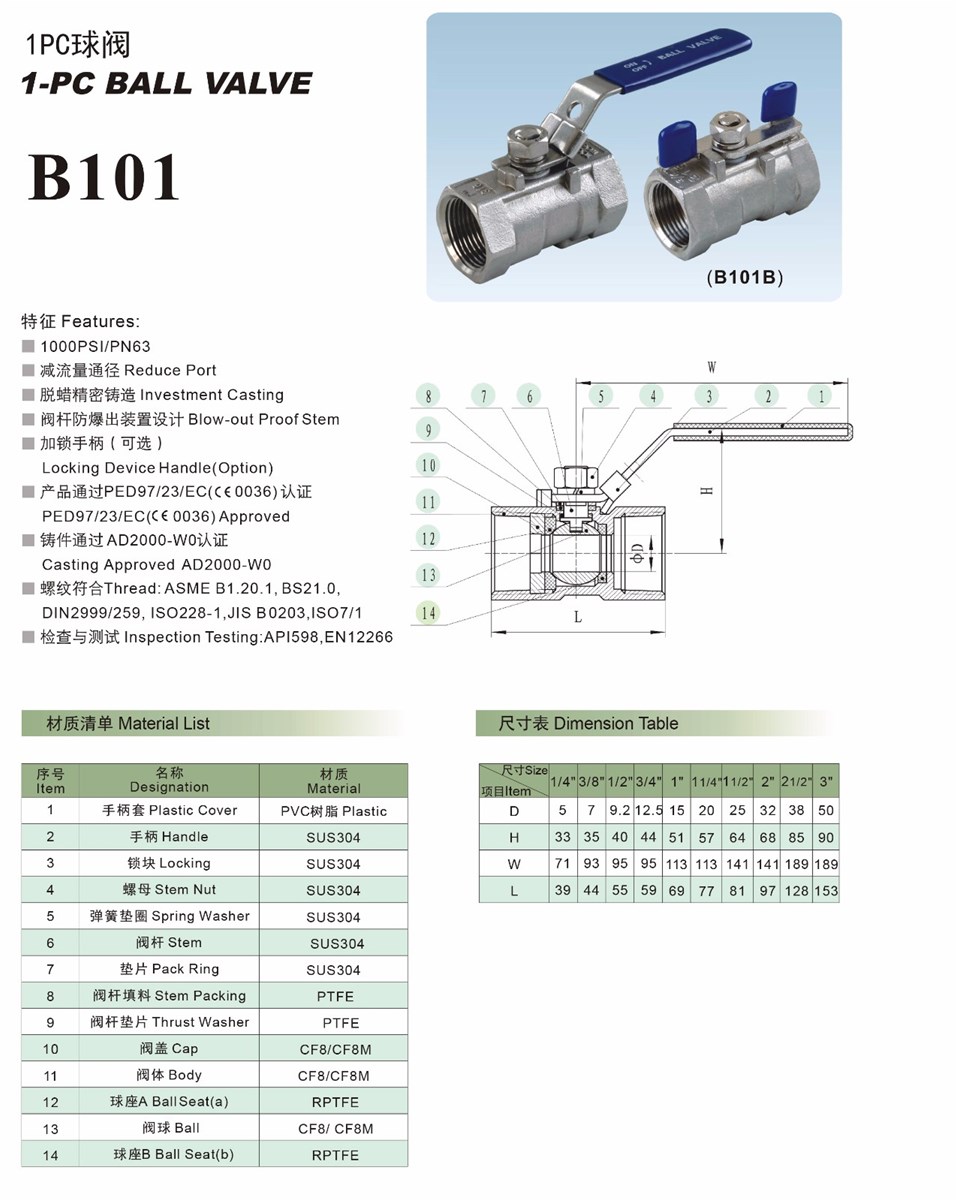 1 PC stainless steel ball valve PN63 CF8MCF8