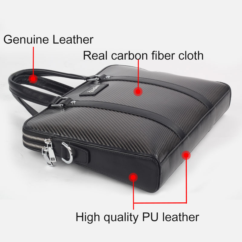 Low Profile Luxury carbon fiber laptop business briefcase bag Leather BagBusiness Travel Bag Handbag