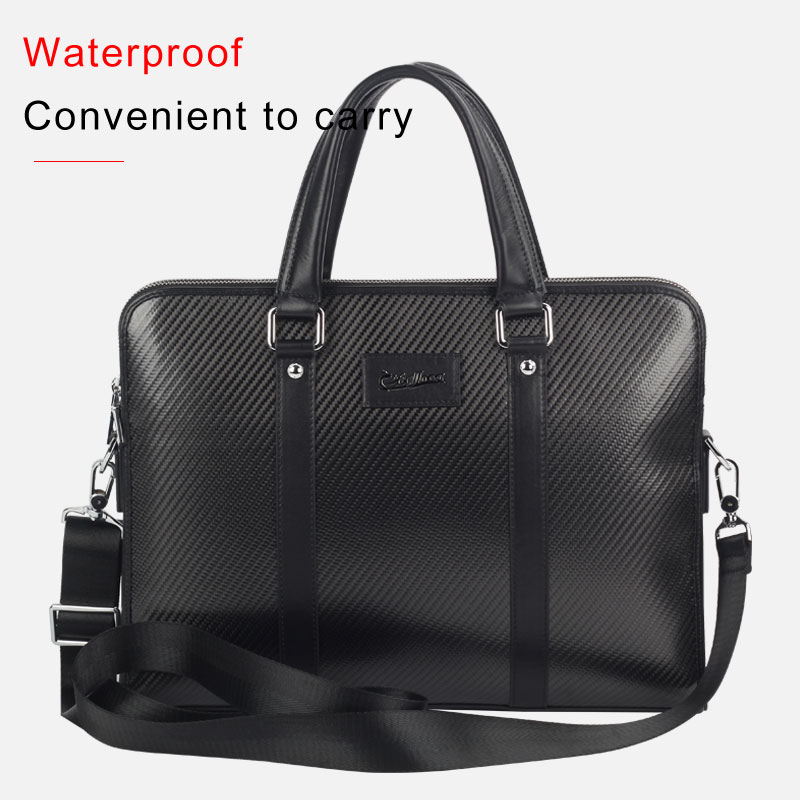 Low Profile Luxury carbon fiber laptop business briefcase bag Leather BagBusiness Travel Bag Handbag