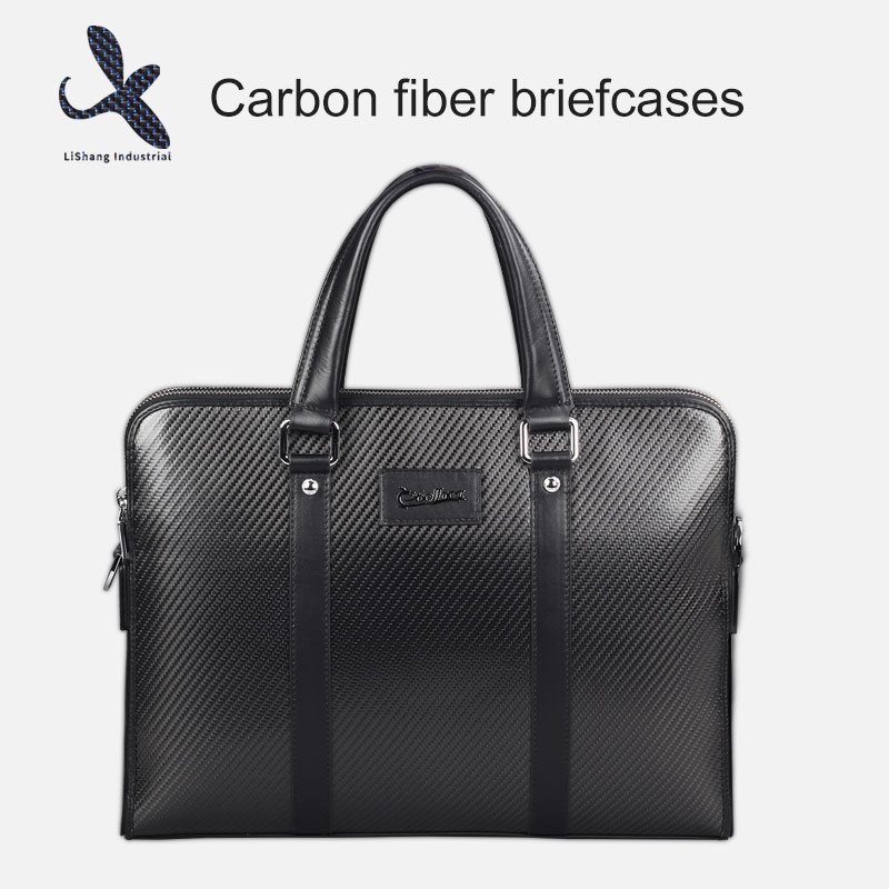 Low Profile Luxury carbon fiber laptop business briefcase bag Leather BagBusiness Travel Bag Handbag