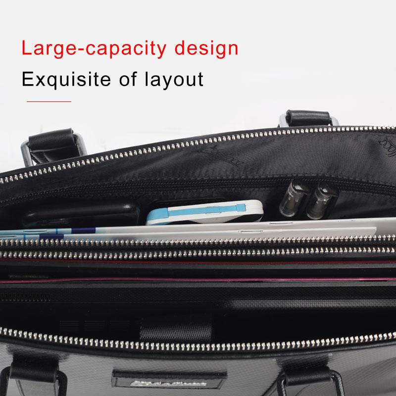 Low Profile Luxury carbon fiber laptop business briefcase bag Leather BagBusiness Travel Bag Handbag