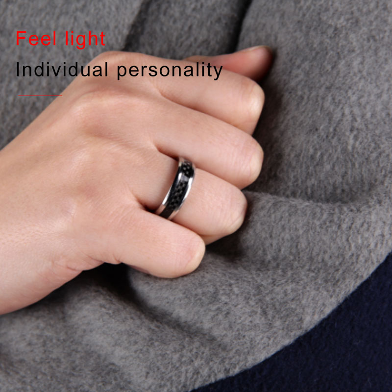 Simple Stunning Real Carbon Fiber Inlay Ring Tungsten Carbon Fiber Wedding Ring Size 678910