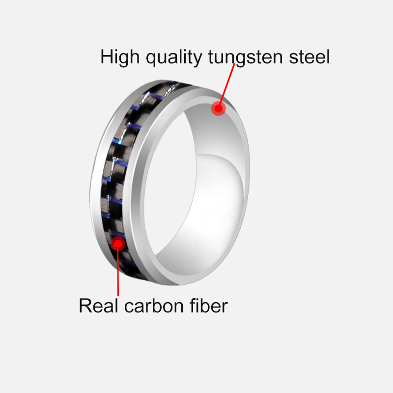 Simple Stunning Real Carbon Fiber Inlay Ring Tungsten Carbon Fiber Wedding Ring Size 678910