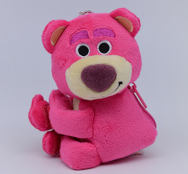 Customized creative new cute animals winnie the pooh strawberry bear stacy sesame street cartoon Velcro plush figure gir