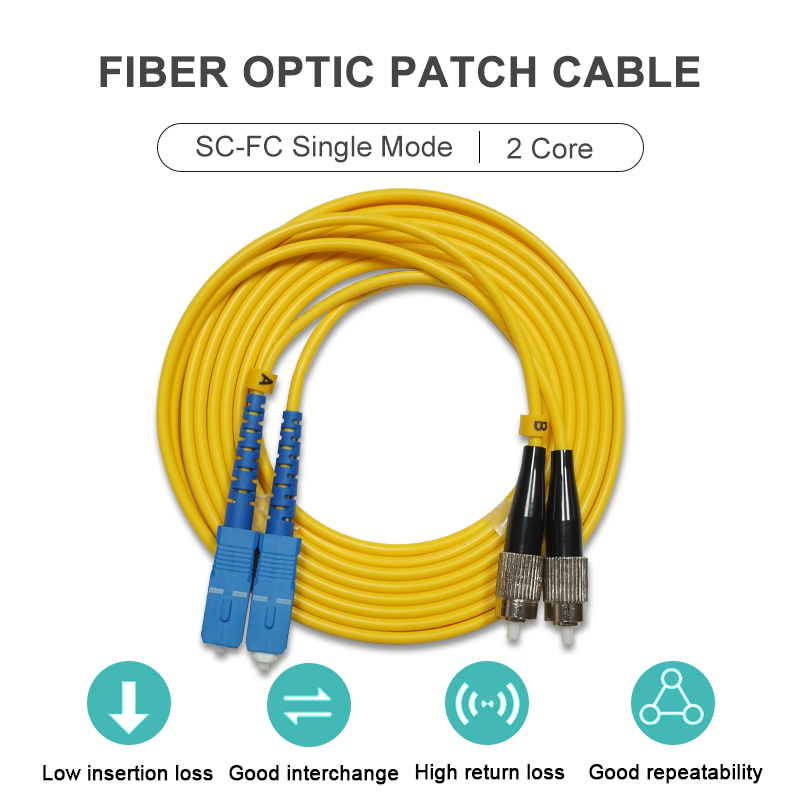 SCFC 2 Core Single Mode Fiber Optic Patch Cable