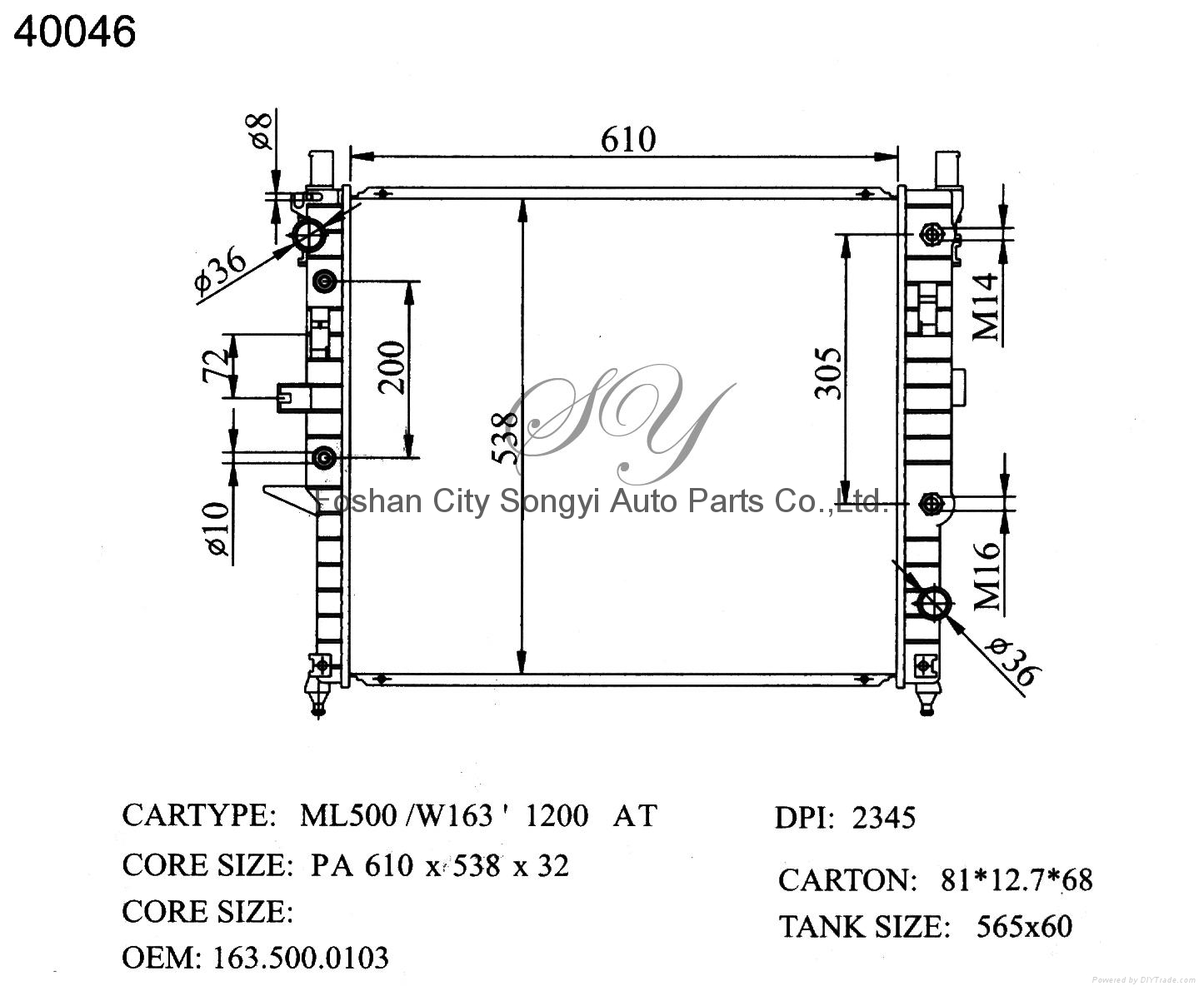 Aluminium and Plastic Auto Radiator for Benz Ml500