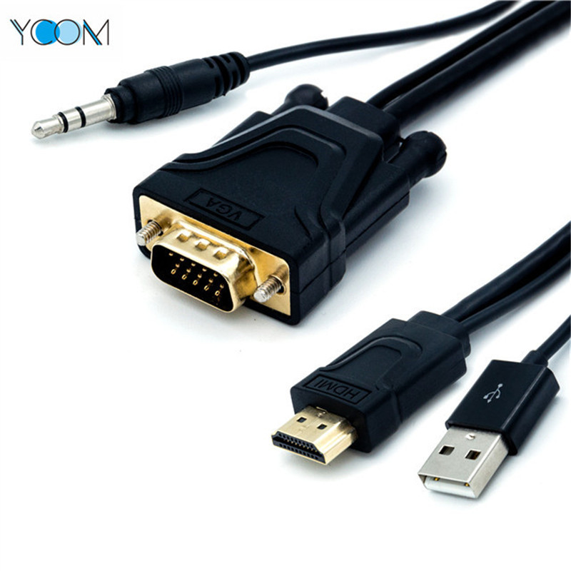 HDMI to VGA Cable with USB Audio for Monitor Projector