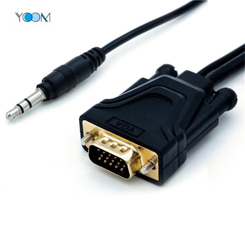 HDMI to VGA Cable with USB Audio for Monitor Projector