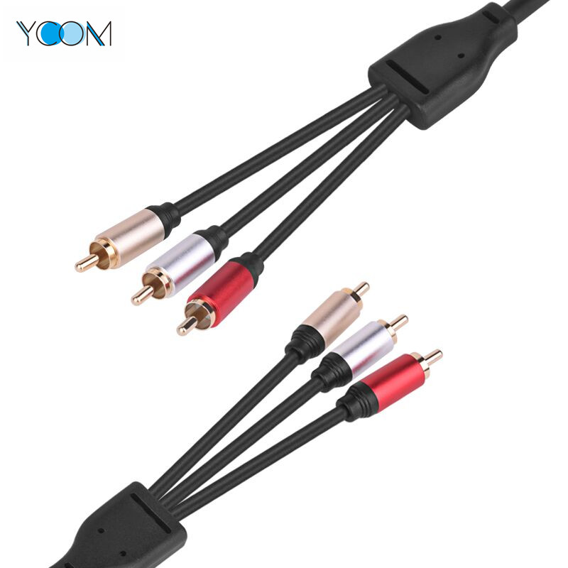 High Quality 3 RCA to 3 RCA Male to Male AV Cable 15mm